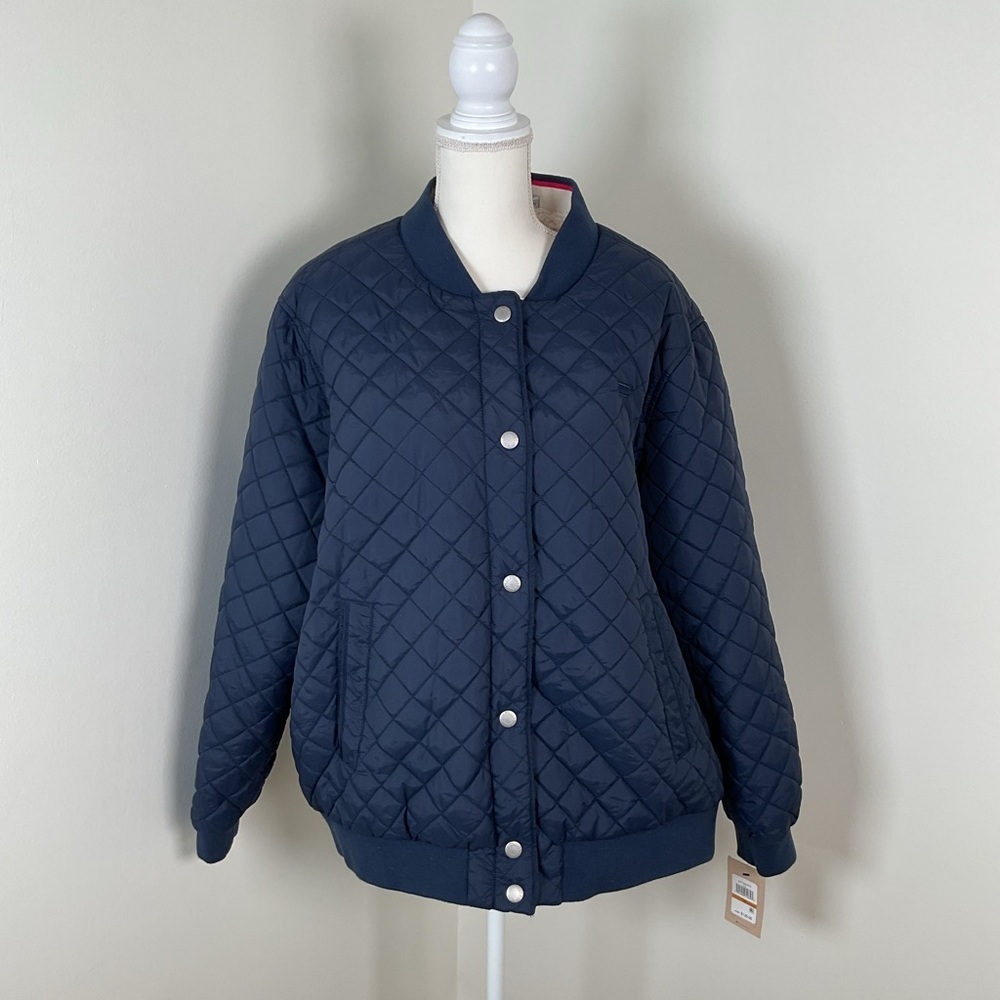 Levi's Women's‎ Diamond Quilted Sherpa Lined Bomber Jacket Navy Size 3X NWT